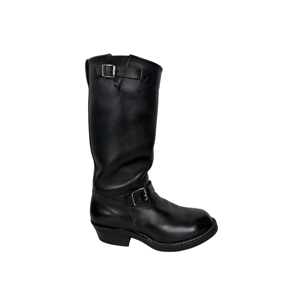 Wesco Mens 10 E Boots Tall 16" Motorcycle Leather Black Buckle Vintage Outdoor